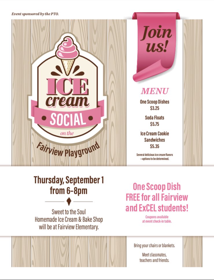 Fairview families….come on by for our ice cream social tonight. Great way to cool off after a hot week!  #WestShoreProud