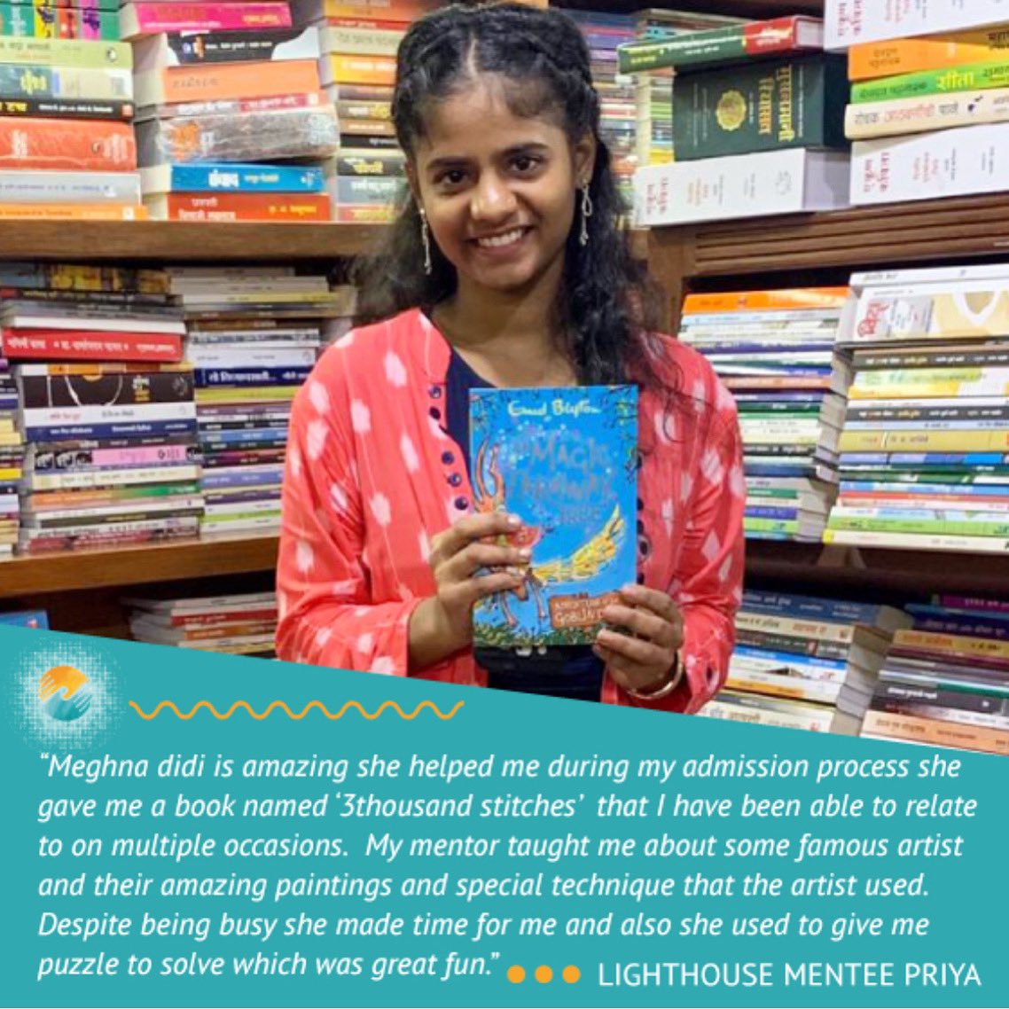 LighthouseIndia's tweet image. Here’s a picture of Lighthouse Mentee Priya in her final year of Art Teacher Diploma! Mentor Meghna has been with her for three years! 🙌🏽🧡💙
.
#lighthousementor #mentoring #mentors #lighthouseproject #giveback #dogood #mentorlove
