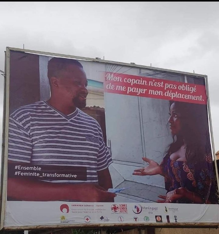 AichaBouraima's tweet photo. Bonjour MesDames, c'est cela que nous appelons féminisme ? 
Qui? Mais qui a validé une affiche pareille en ville pour que nos sœurs lisent et se l'impriment dans le cerveau? 
#feminisme https://t.co/NtDeYdLAyF