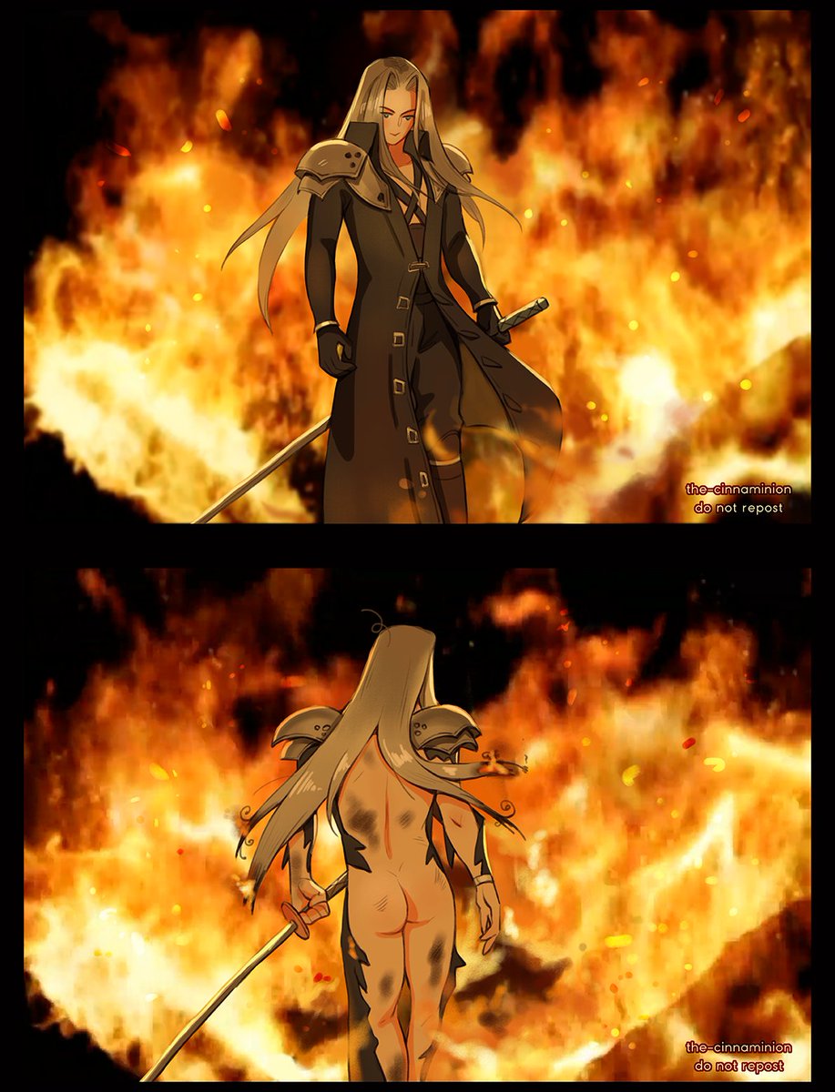 thecinnaminion's tweet photo. Hate to see you leave, but love watching you go.😏

#Sephiroth #FF7Remake https://t.co/j1FW5fASvA