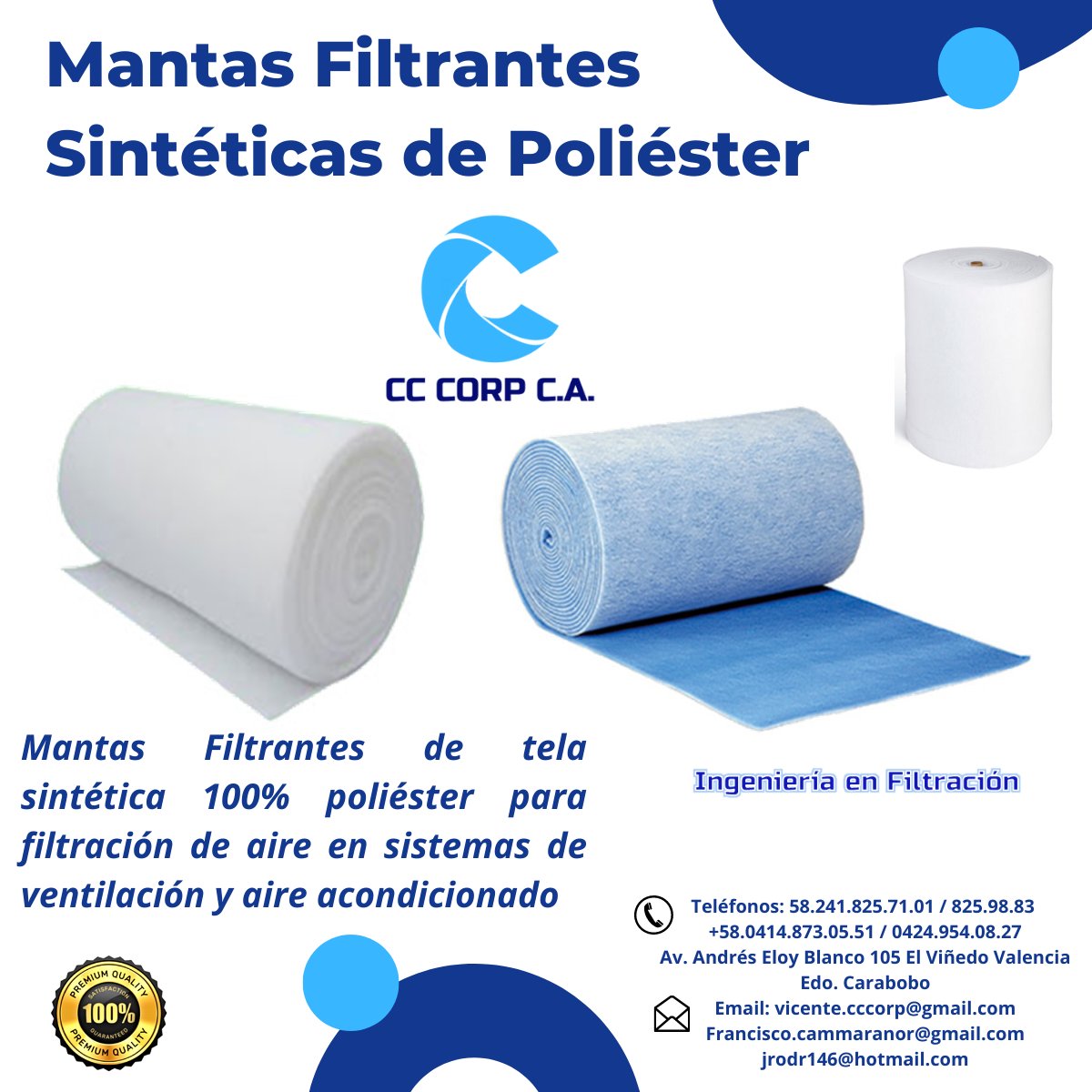 CCCORP12's tweet photo. Mantas sintéticas G4 azul y blanco. Prefiltro comúnmente para retener partículas en unidades de climatización y entrada de Aire. #filtro, #CCCORP https://t.co/hfRHStC8Oa