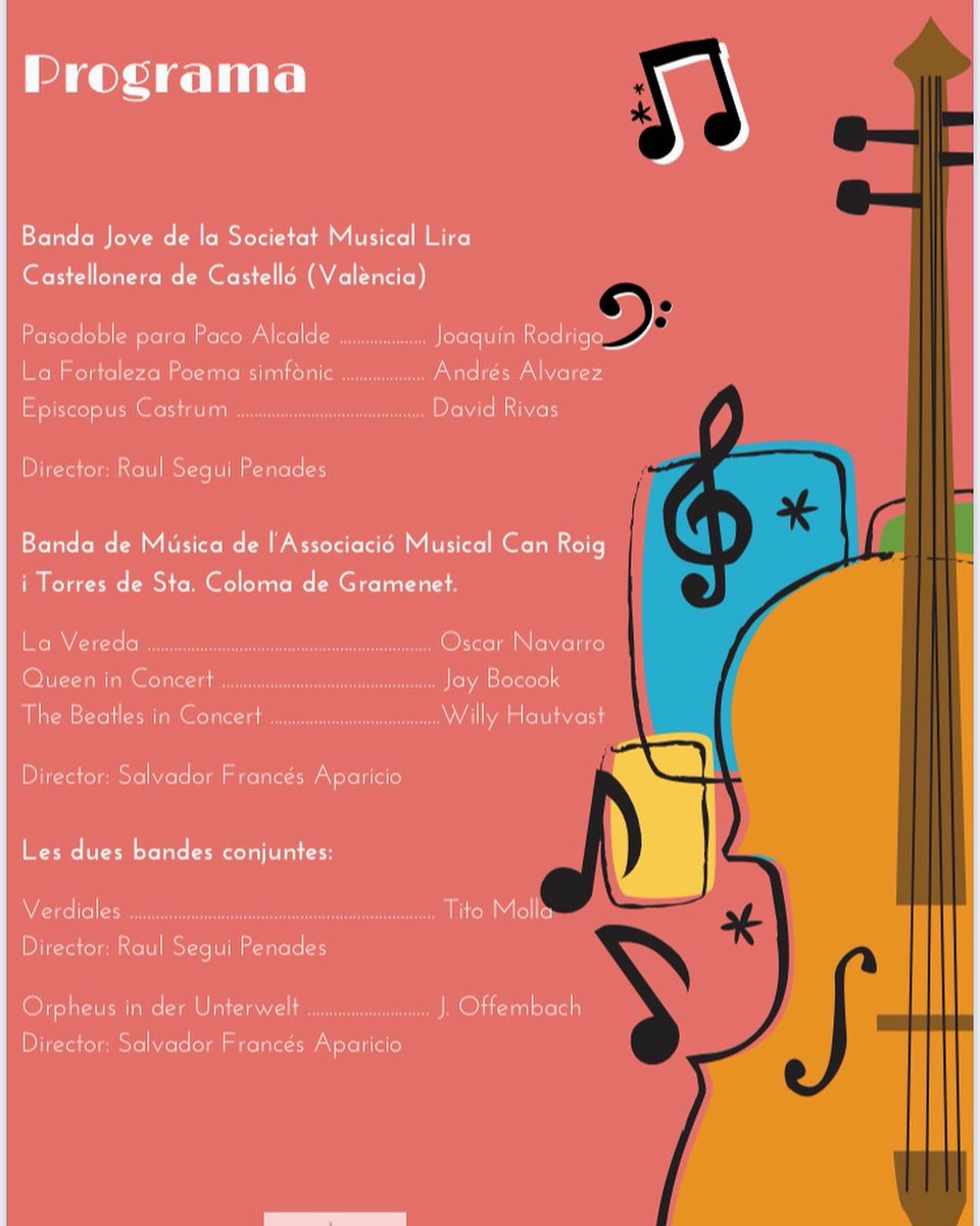LiraMusical's tweet photo. Aquest cap de setmana la Banda Jove junt al seu mestre Raul Segui participarà amb un intercanvi cultural i musical junt a la Banda de Santa Coloma de Gramanet dirigida pel nostre clarinetista @salvafrances 

#castellópobledemúsics #castellóestimalamúsica #santacolomadegramanet https://t.co/7PkpAOgCTt