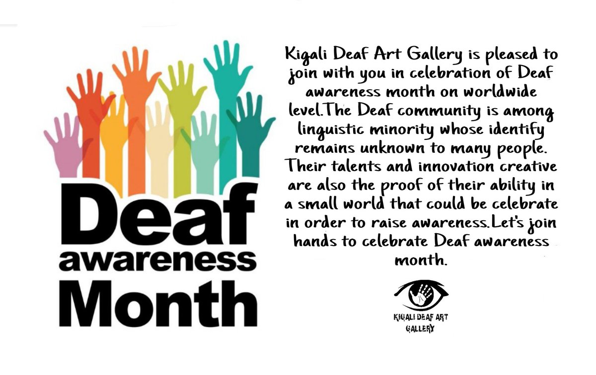 KigaliDeafArt's tweet photo. Happy International Deaf Awareness Month.
#deafmonth #deafweek #deafawarenessmonth #equal #HumanRights #signlanguage #signlanguageforall #Rwanda #RwOT #kigalideafart #KDAG https://t.co/w5xar8vkow