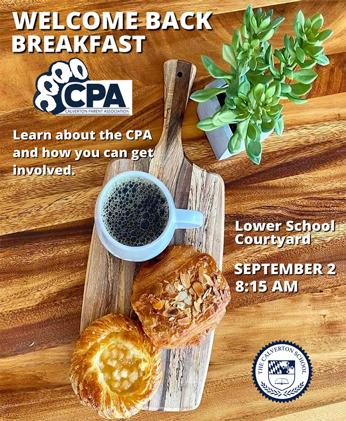 Calverton1967's tweet photo. The Calverton Parents Association (CPA) will host a Back to School Breakfast on Friday, September 2 at 8:15 AM in the Lower School Courtyard.  Come and learn about the CPA and how you can get involved. https://t.co/dAangsbZ2d