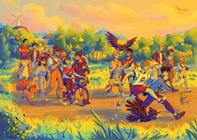 been looking forward to sharing my full cover art for !! I thought it'd be nice to start the adventure at route one with the karasuno squad  #haikyuu 