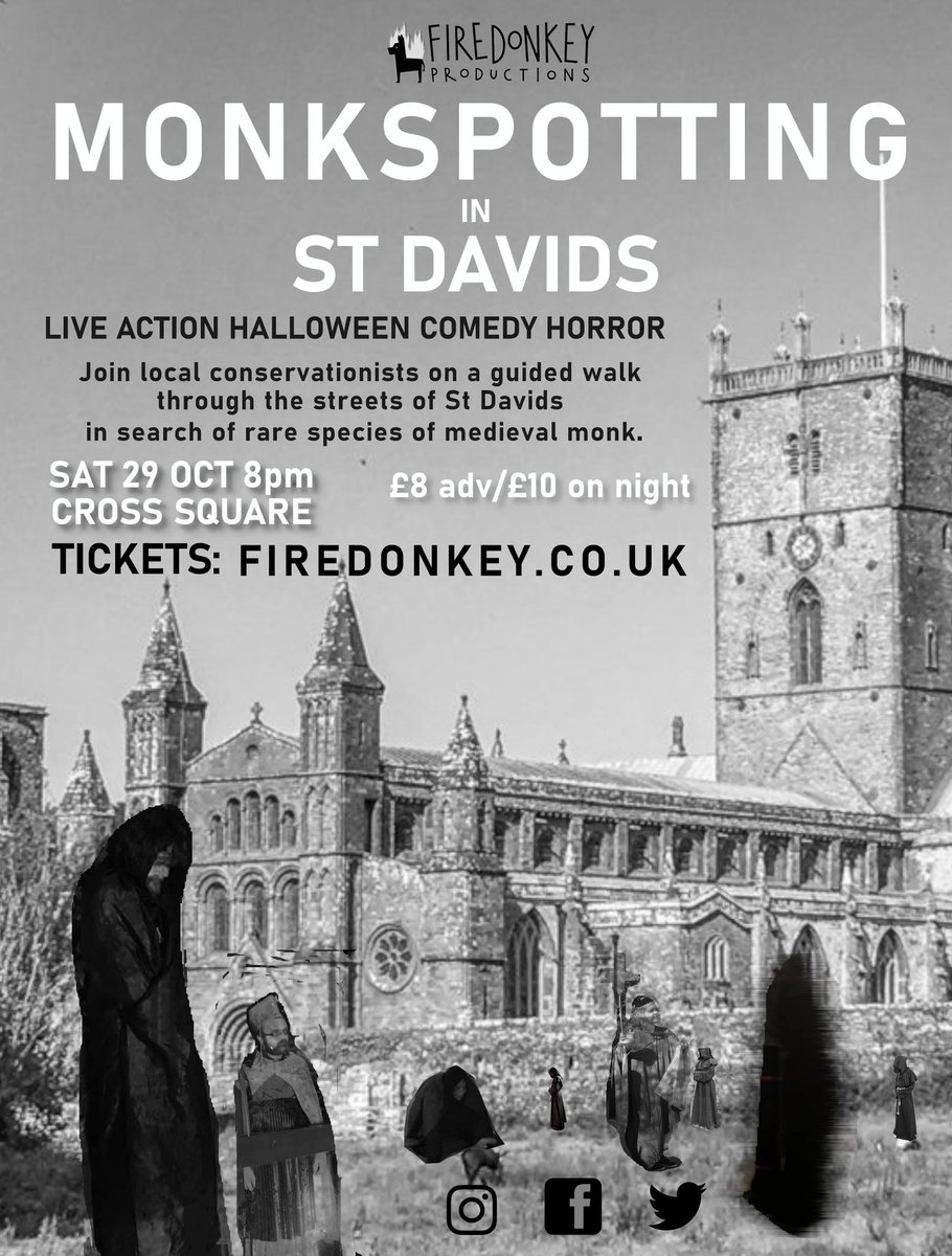 firedonkeylive's tweet photo. After a 3-year hiatus, Monkspotting is back this Halloween in St David's!

A unique comedy horror guided ghost walk experience walking round St David's looking for rare species of monk. 

Get your tickets early as last time it sold out!

#halloween

Tix: https://t.co/qmfzZQAsiD https://t.co/9Eoa90VNgA