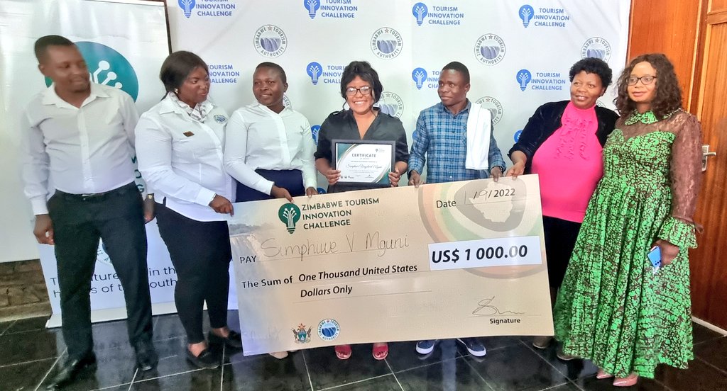 MASHUDU MAVHUYA! AMHLOPHE!MAKOROKOTO! CONGRATULATIONS to Simphiwe Mguni, winner of the Matebeleland South Province Tourism Innovation Challenge with her project on exploring Zim culture &amp; heritage through technology,elevating it to modern &amp; world-class standards!
#YouthInTourism
