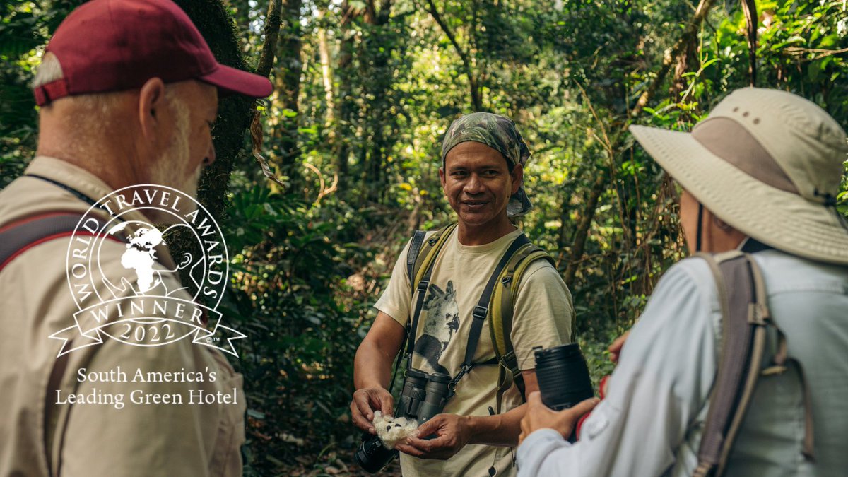 #GREATNEWS For 3 consecutive years, bringing Tambopata to the world, Tambopata Research Center has received the South America Green Leading Hotel award at the prestigious World Travel Awards. Thanks to all our guests, allies, and our team for having come this far. 🙌