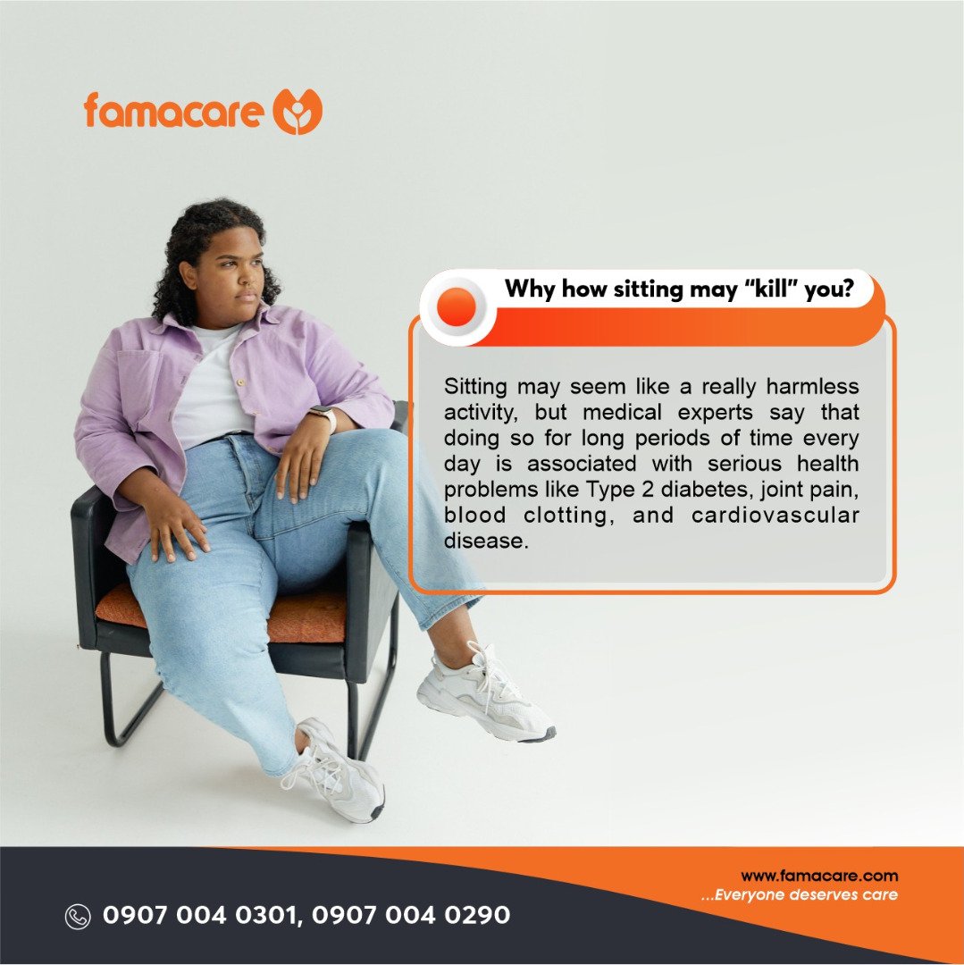 famacare's tweet photo. While sitting may seem like a really harmless activity, medical experts say that doing so for long periods of time every day is associated with serious health problems like Type 2 diabetes, joint pain, blood clotting, and cardiovascular disease.
#healthylifestyle #famacare https://t.co/5Sre06kciP