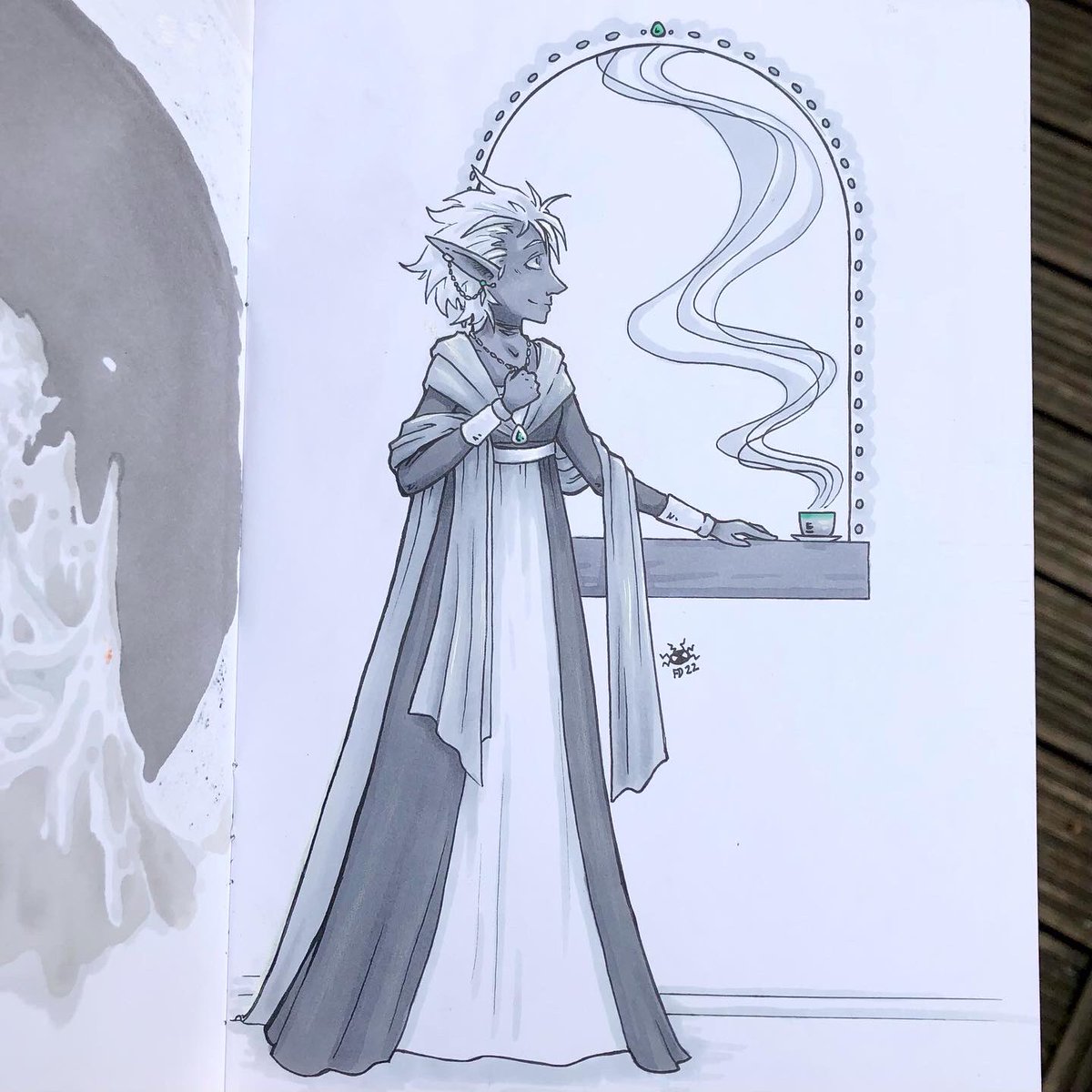 frandaredoodles's tweet photo. My last four #drowgust2022 drawings for this August: wax, eyes, echo, home https://t.co/ssENSl95I5