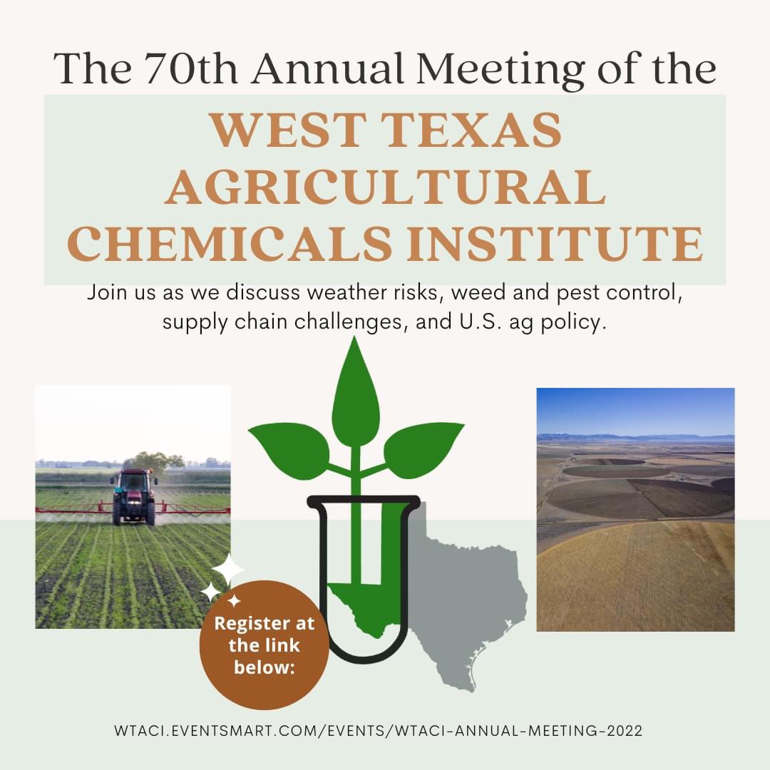 Register for the West Texas Agricultural Chemicals Institute Annual Meeting here: wtaci.eventsmart.com/events/wtaci-a…