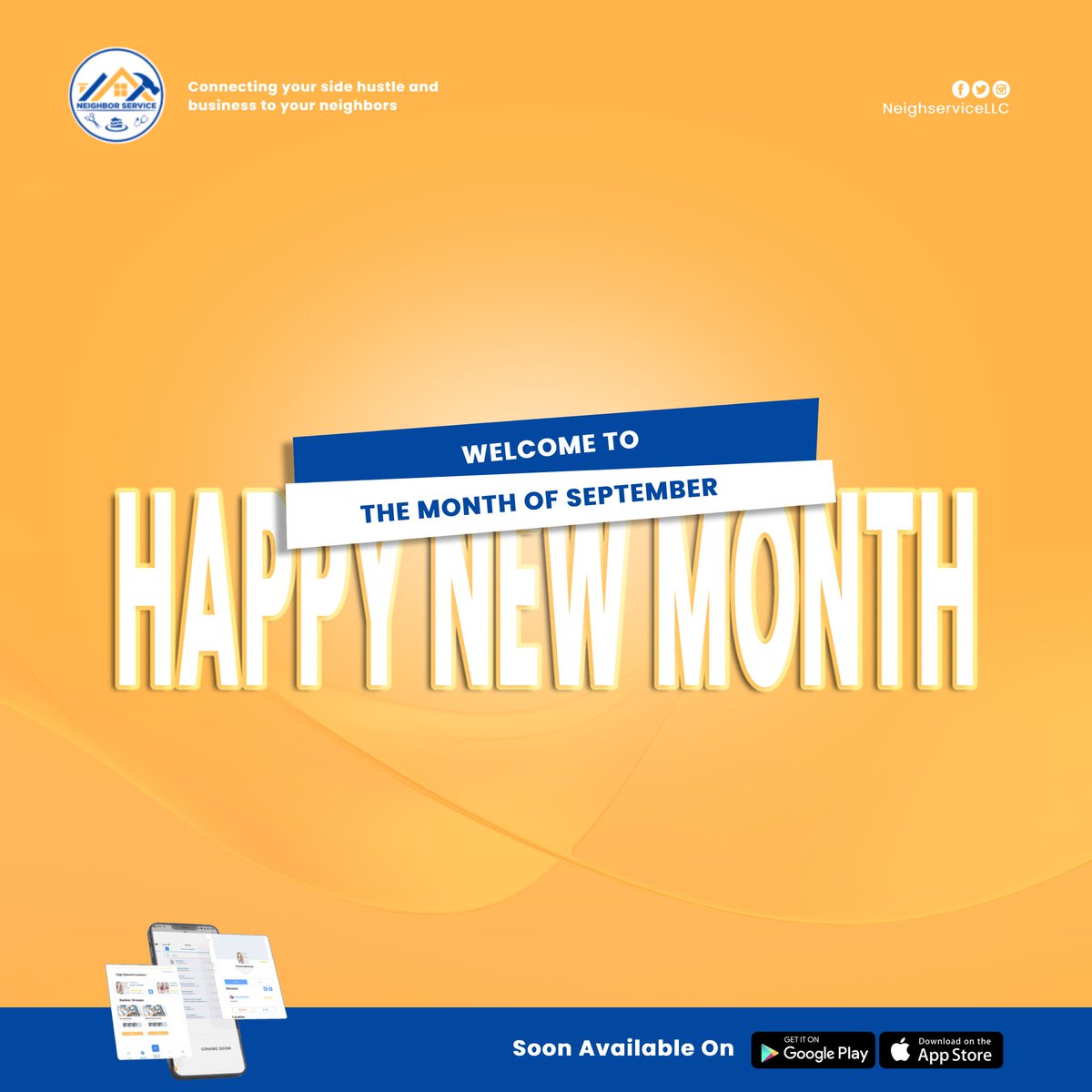 NeighserviceLLC's tweet photo. Hello neighbors! An amazing month begins, and we wish you the best of it.
The #NeigborServiceApp is launching soon. Watch out!
#NeighborSupport https://t.co/kEhh2zUlVL
