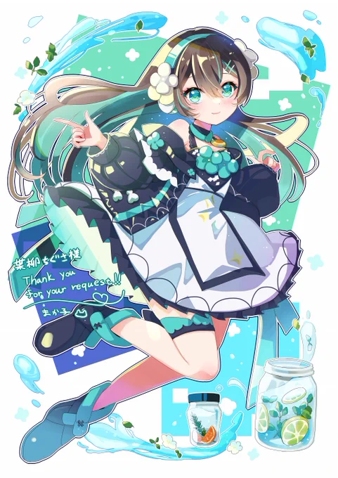 【Skeb】Skeb納品させていただきました!爽やかすずしげキュートなミントの歌姫ありがとうございました! #Skeb #Commission より 