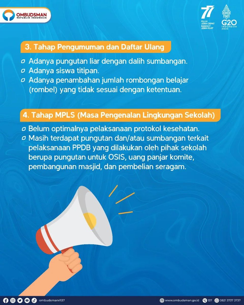 OmbudsmanRI137's tweet photo. Untuk informasi selengkapnya, kunjungi link berikut ini, yuk!
https://t.co/SWyWnFS0Ll
#OmbudsmanRI #PPDB2022 https://t.co/SufGMkAPA5