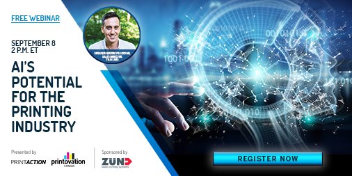 PrintAction's tweet image. Only a week left for our webinar on how #artificialintelligence can simplify and make #printworkflows more efficient. Register today for FREE &amp;amp; join us on September 8 at 2 pm ET: printaction.com/webinars/webin….