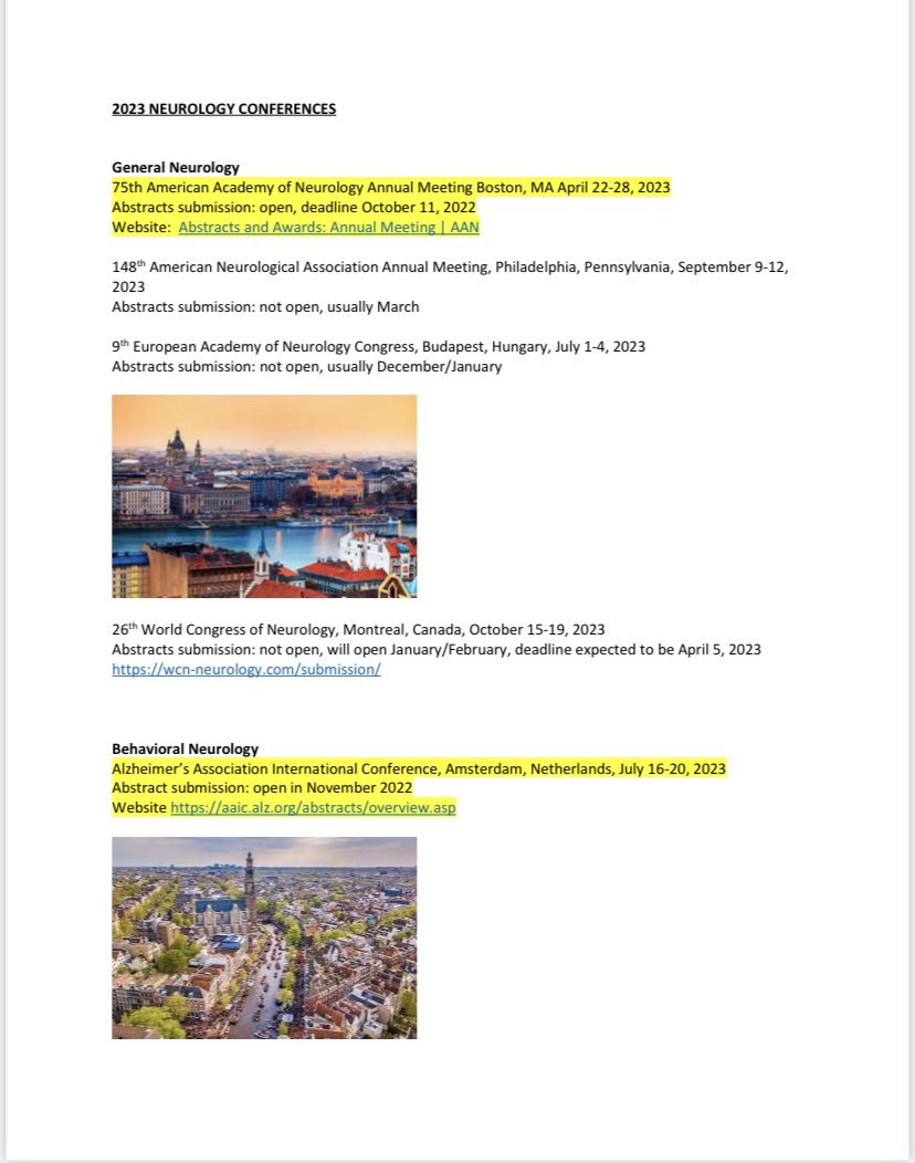 MarcusVPinto's tweet image. As @mayoneurores research chair, I have compilled a list of Neurology Conferences’ location, dates, and abstract deadlines for our residents. After talking with @EYemmCoon, I decided to share with you #neurotwitter . Highlighted the ones that abstract submission is currently open
