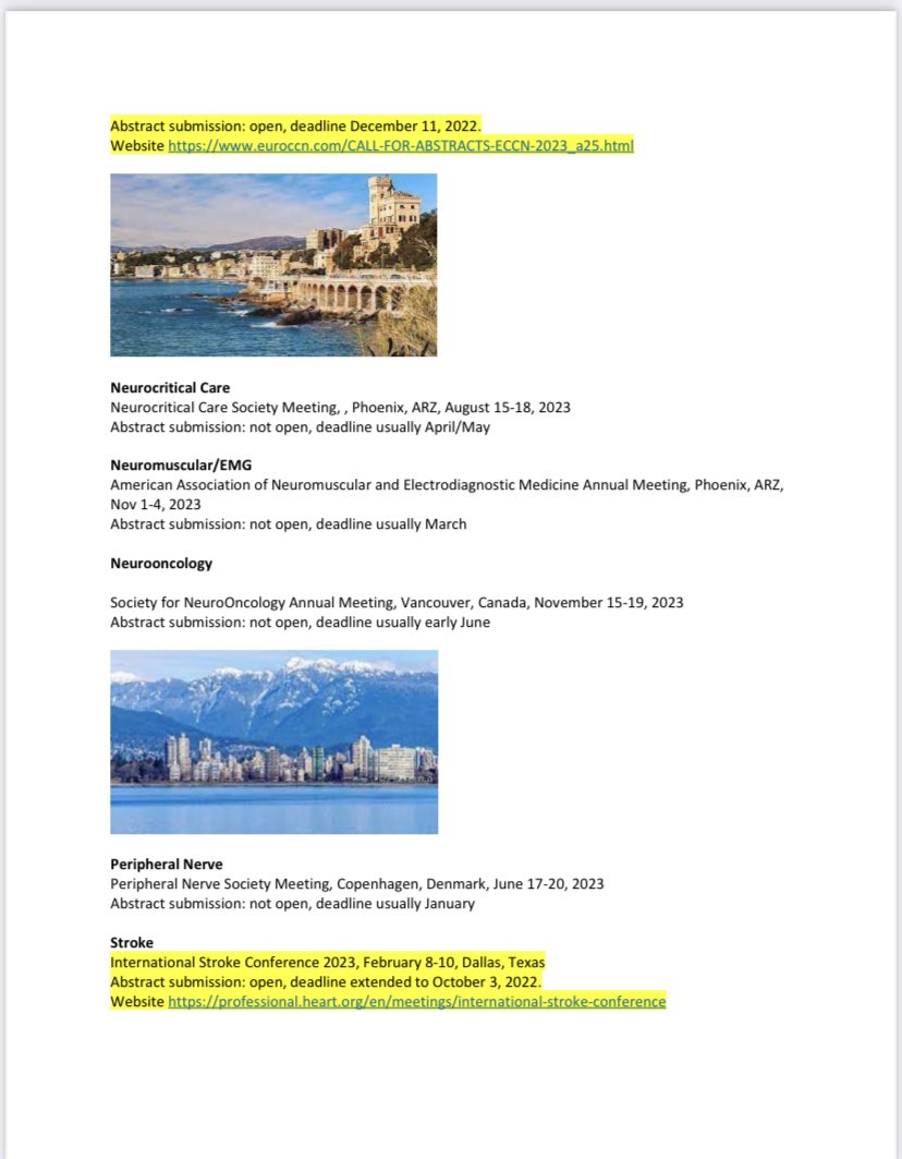 MarcusVPinto's tweet image. As @mayoneurores research chair, I have compilled a list of Neurology Conferences’ location, dates, and abstract deadlines for our residents. After talking with @EYemmCoon, I decided to share with you #neurotwitter . Highlighted the ones that abstract submission is currently open