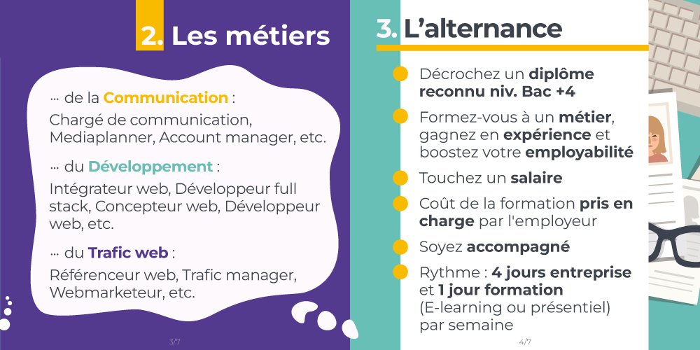 Andilcampus's tweet photo. 🎓 Diplôme Chef de projet #Communication ou Développement ou Acquisition de trafic (niv. Bac +4)
💰 #Alternance (contrat pro. ou #apprentissage)
💰 Demandeurs d'#emploi : places Région (spé. Com.), CPF, AIF
💰 Autres profils : CPF, etc.
📅 Rentrée 13/10
🔗 https://t.co/Zh31KyGCJZ https://t.co/dALqoOofh8