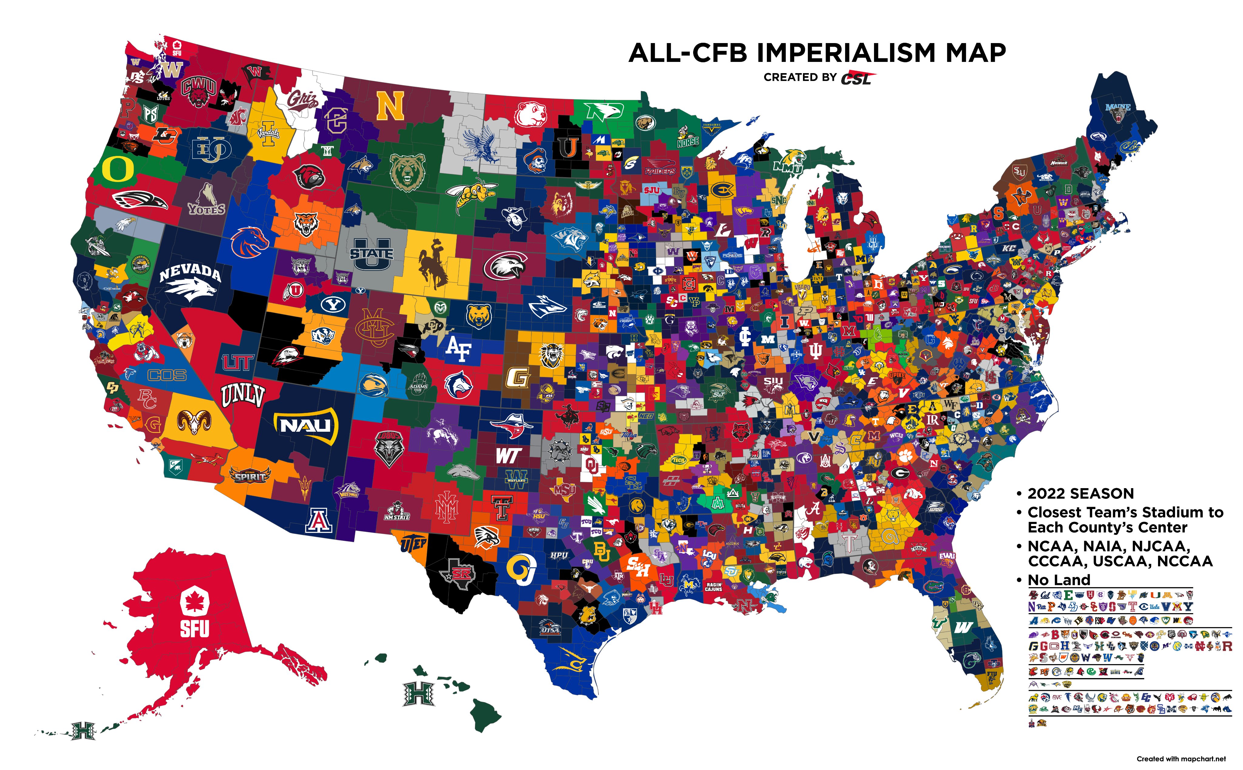 College Sports Logos on Twitter "The allCFB Imperialism Map has been