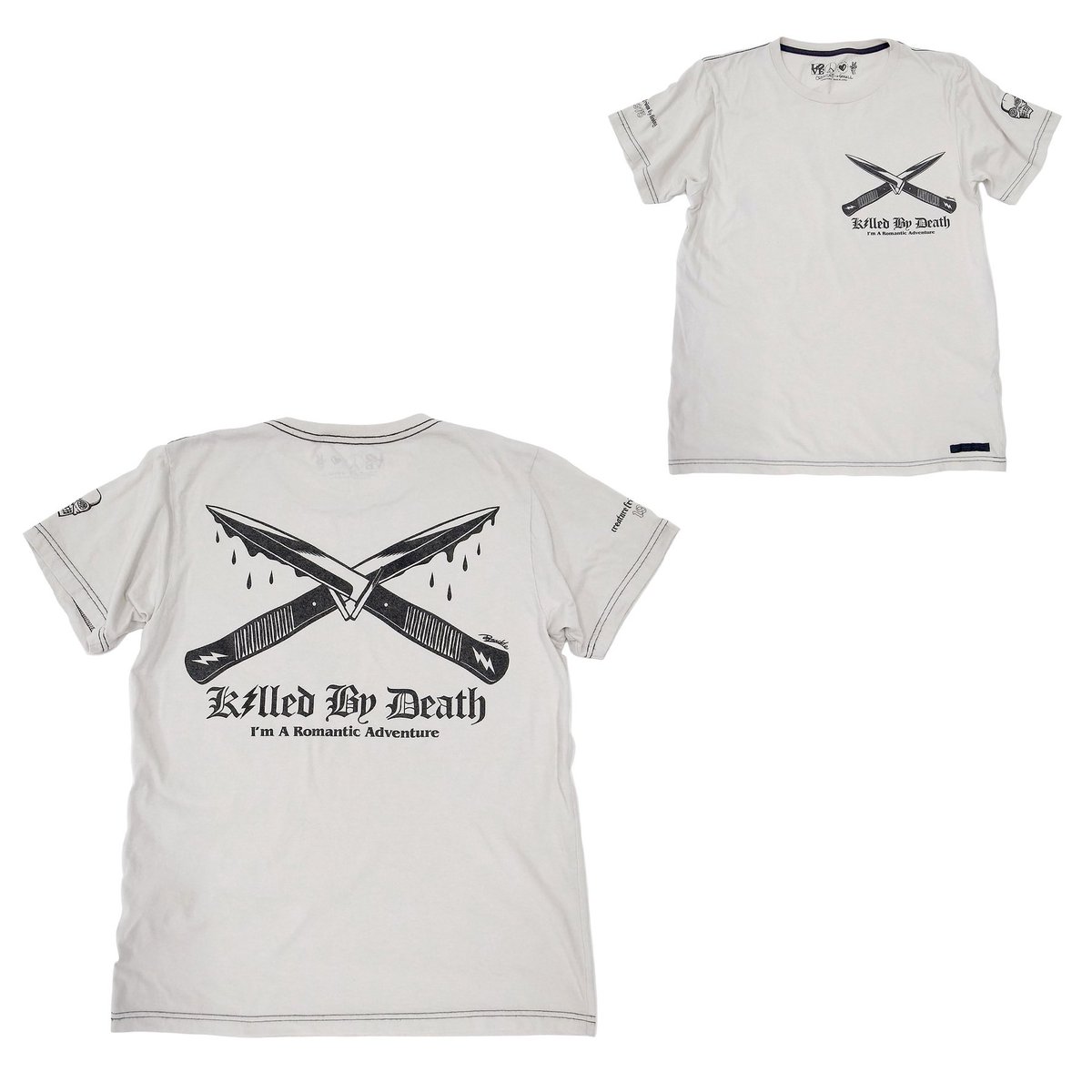 greed_store's tweet photo. CREATURE FROM THE LIVING
2022 AW Collection
『K⚡︎LLED BY DEATH』!!
●「UNDER THE KNiFE」!!
コンバットナイフのアートワークは、岐阜が世界に誇る #Knukle 氏( #LittleChopDesign )による描き下ろし!!
バックプリントがインパクト大!!
◎ご購入はコチラ
https://t.co/jUf3fEwinE https://t.co/Tf5VRtAdYj