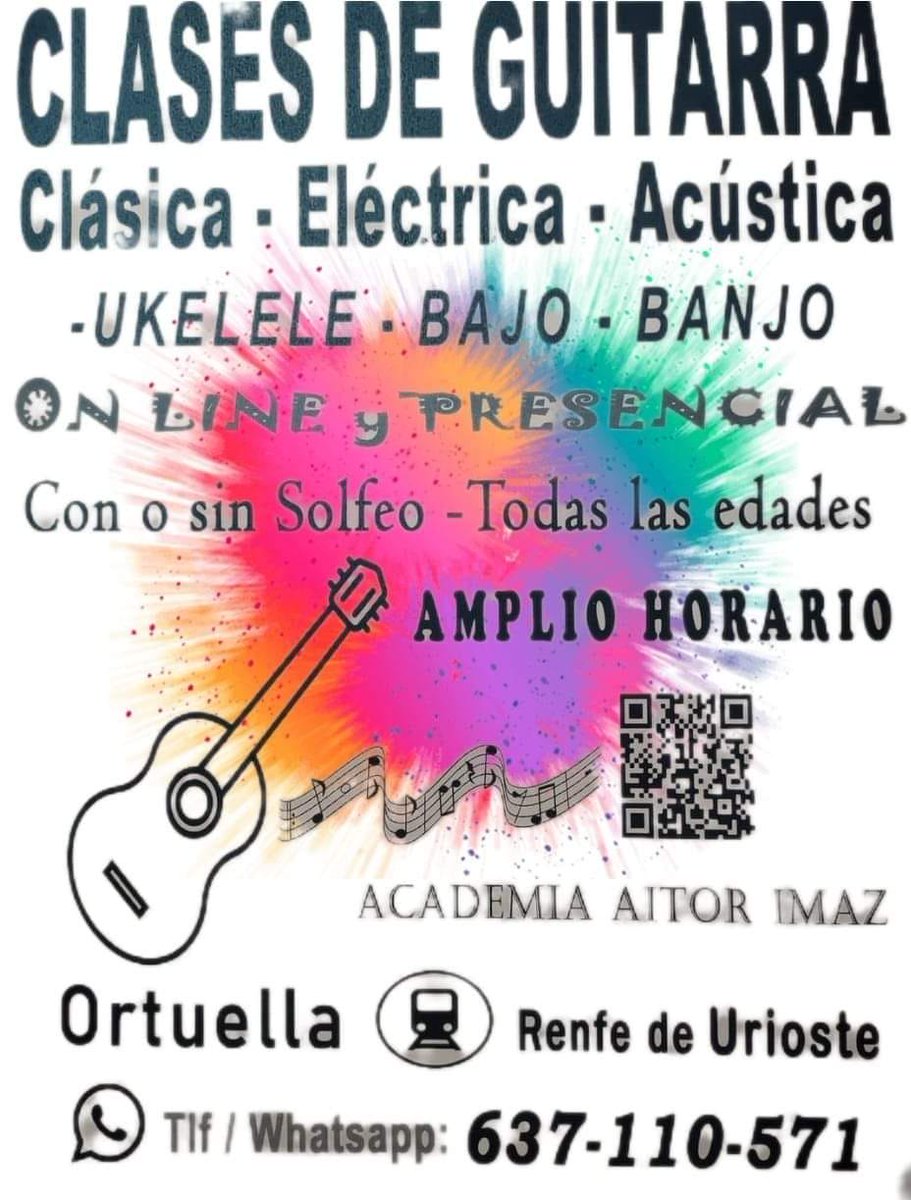 AitorImaz's tweet photo. Curso 2022/23 – Sin matrícula. Reserva tu plaza. Incorpórate cuando quieras. 
- Academia Aitor Imaz, clases de Guitarra (Eléctrica, Acústica, Clásica)
Bajo-Ukelele y Banjo. Grupales e individuales.   

20 años de experiencia. Amplio horario de 10h a 22h de lunes a sábado. https://t.co/q8C7TYosus