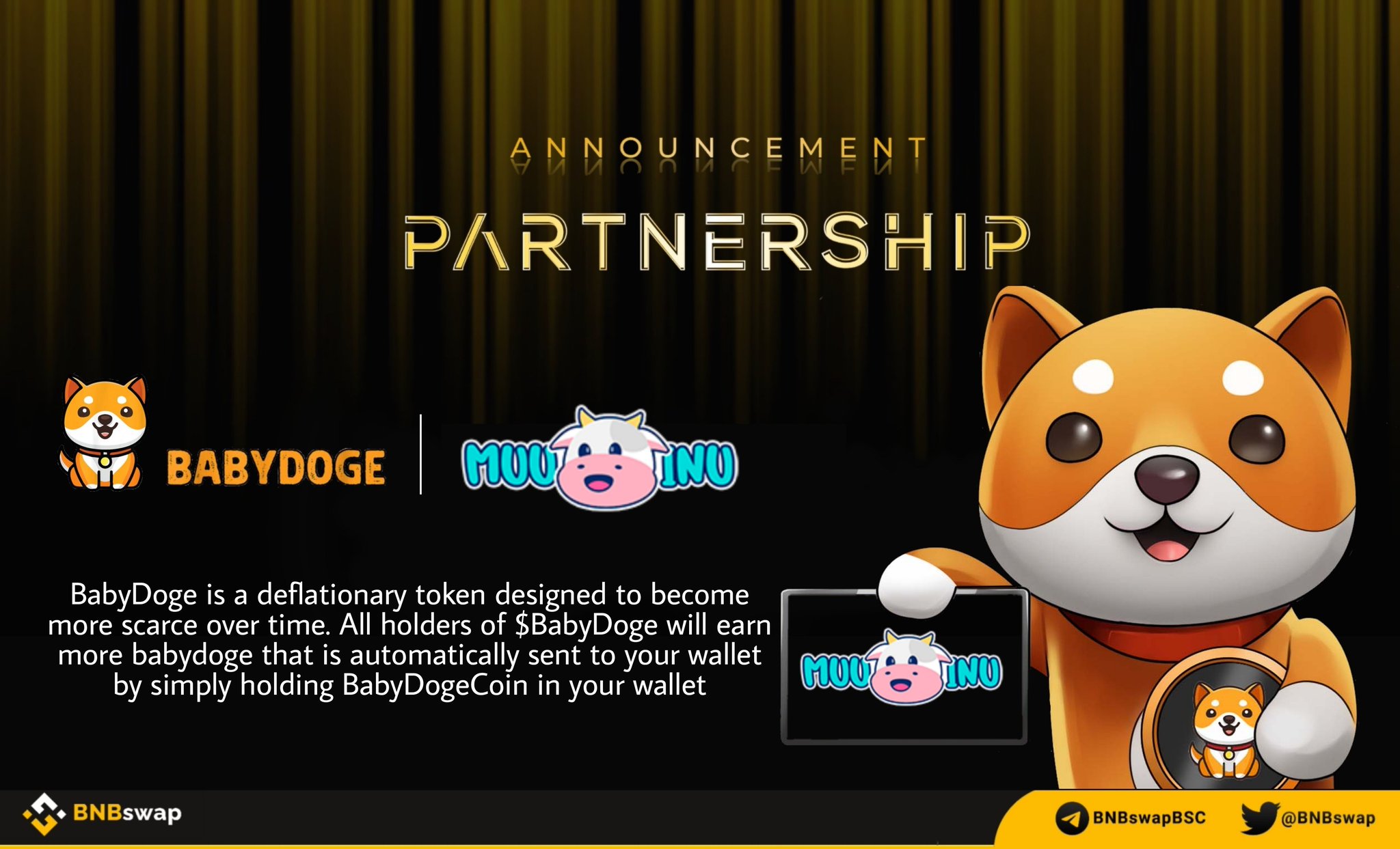 BNB Swap on Twitter "📢 BabyDogeCoin has announced partnership with