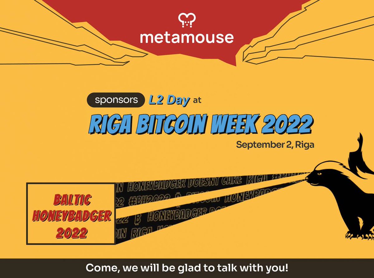 AlexanderSavy's tweet image. 🔥 tomorrow @Metamouse_Pay is sponsoring Bitcoin Layer2 event at @hodlhodl event in Riga. Will be speaking together with great people @Blockstream @lnbits @geyserfund @revaultdev @voltage_cloud @ambosstech