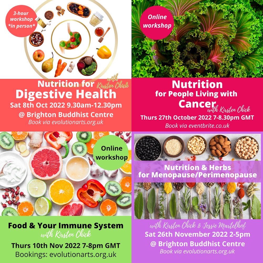 Bookings are open for autumn workshops in person and online!
#NutritionWorkshops #NutritionEducation #nutrition #digestion #DigestiveHealth #cancer #CancerNutrition #IntegrativeOncology #immunity #ImmuneSystem #menopause #perimenopause #herbs #MedicalHerbalist #SelfCare