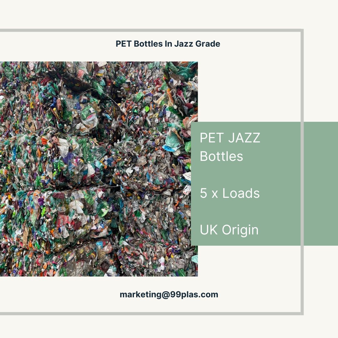 99Plas's tweet photo. PET Jazz Bottles 5 X loads - Regular Supply from the UK. To make an offer email me at marketing@99plas.com

#PET #petbottles #petrecycling #Petbottlesrecycling #plasticsrecycling https://t.co/xgUy4aUXuI