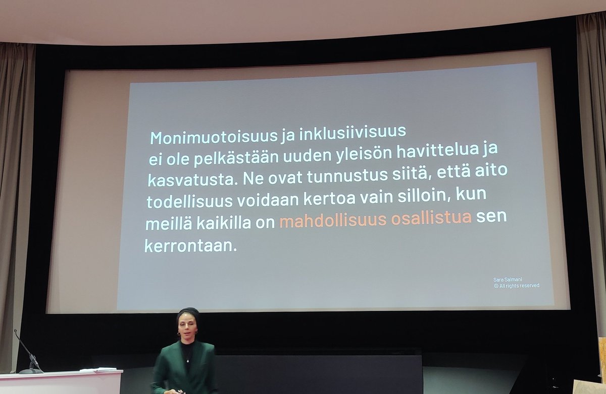 jotontt's tweet photo. "#Monimuotoisuus on kutsu juhlaan, #inklusiivisuus on kutsu tanssiin." Tärkeä keskustelu #Pöllöjengi'n kesken. Jätit Sara Salmani kaikille useamman kuin yhden asian mieleen. 💜 Ja kiitos @TeaSiikonen aamupäivän järjestämisestä. #representaatio @MTVSuomi https://t.co/ucLRpeQVIX