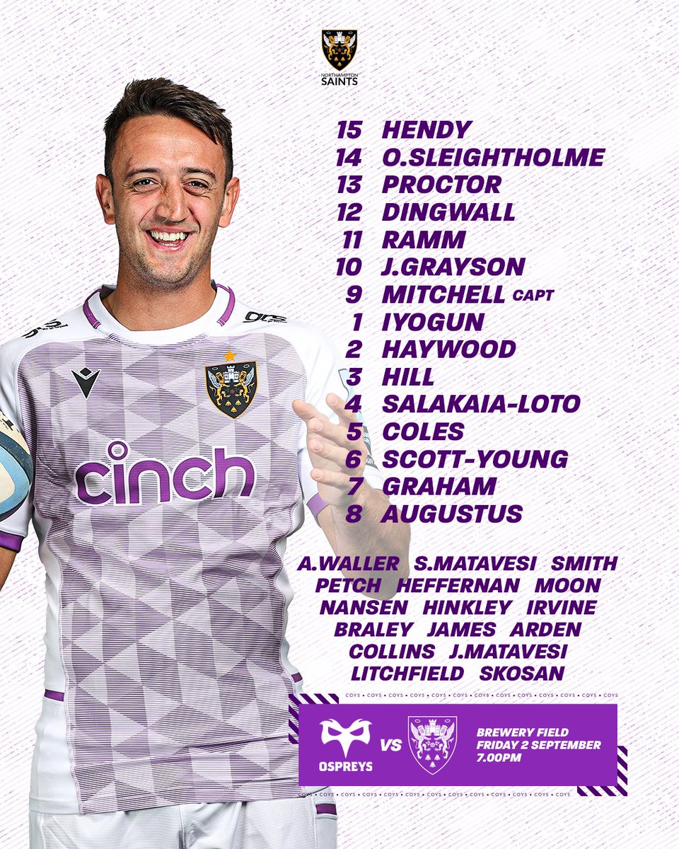 SaintsRugby's tweet photo. Bridgend-bound ๐ด๓ ง๓ ข๓ ท๓ ฌ๓ ณ๓ ฟ
@alexmitchell97 leads us out for the first time tomorrow evening as we round off our preseason preparations.
โก๏ธ https://t.co/Ah10HhrMLl https://t.co/6TjOjIFBpi