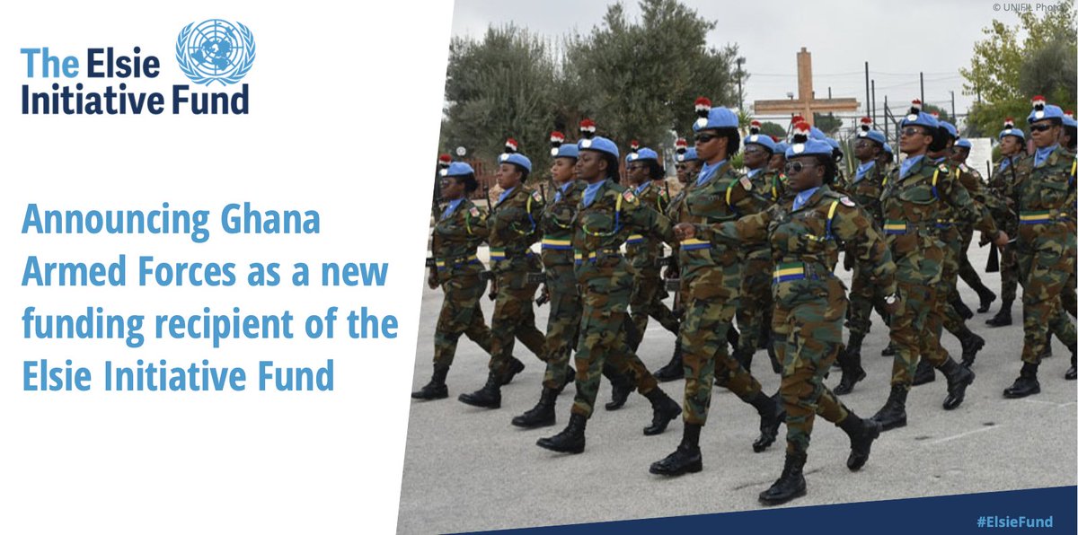 ElsieFund's tweet photo. We are proud to announce @GhArmedForces as a new @ElsieFund recipient!

This enables Ghana to deploy a gender-strong military battalion to @UNIFIL for 3 years, promote the recruitment &amp; integration of women in leadership &amp; combat roles &amp; construct gender-sensitive accommodation. https://t.co/WxVGJYL9QX