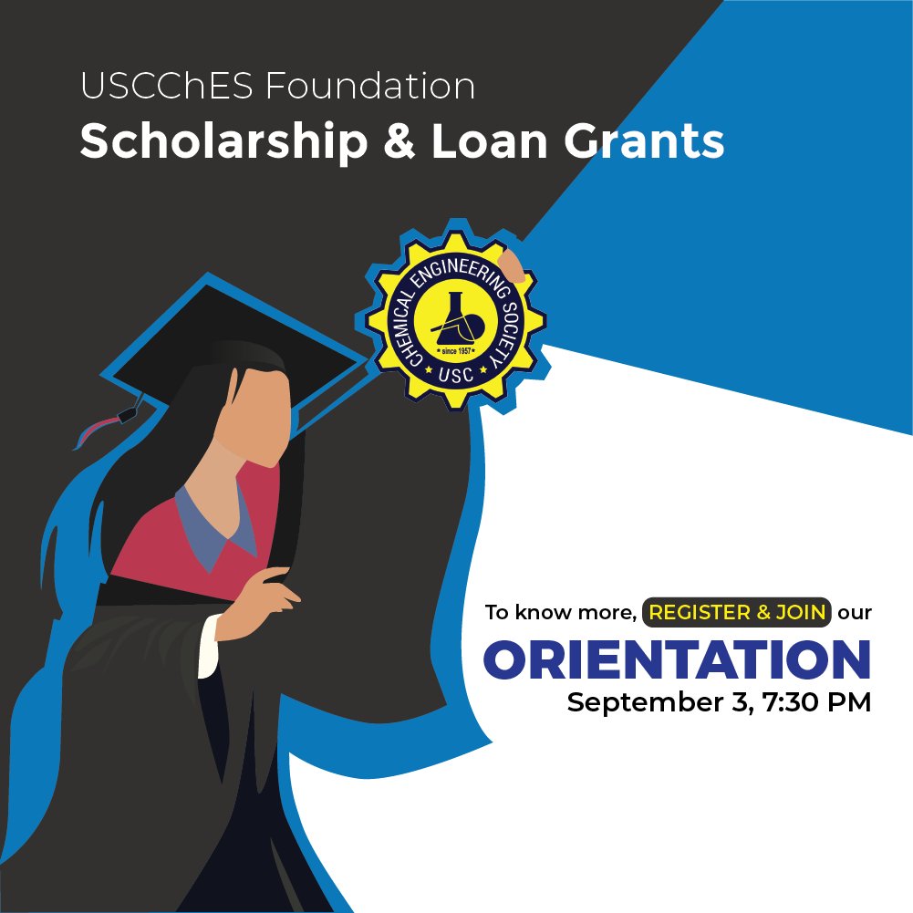 uscches's tweet photo. The University of San Carlos Chemical Engineering Society is looking for new chemical engineering scholars. 
Being a USCChES scholar means that the USCChES Foundation will cover all tuition fee expenses. Accordingly, all 3rd-year USCChES members are eligible to become a scholar. https://t.co/CBCQG0OHLb