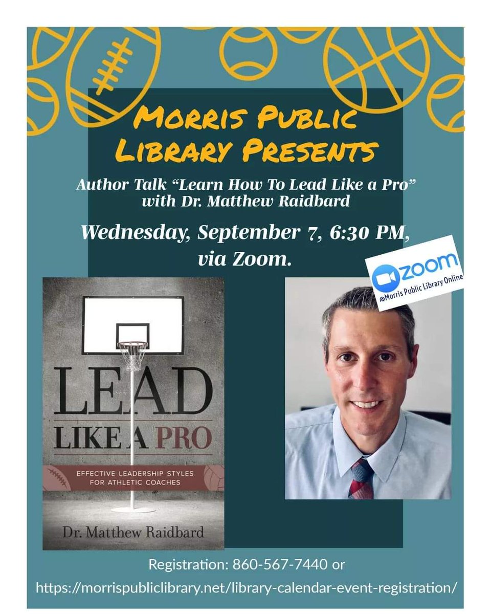 In today's @RepAMNewsdesk, Country Life:

Dr. Raidbard <a href="/coachraidbard/">Matthew Raidbard</a> will speak about his new book and athletic leadership styles for parents and coaches in "Lead Like a Pro," via Zoom <a href="/morrislibraryct/">Morris Public Library</a>, Tuesday, September 7, 6:30 PM.

To register: morrispubliclibrary.net