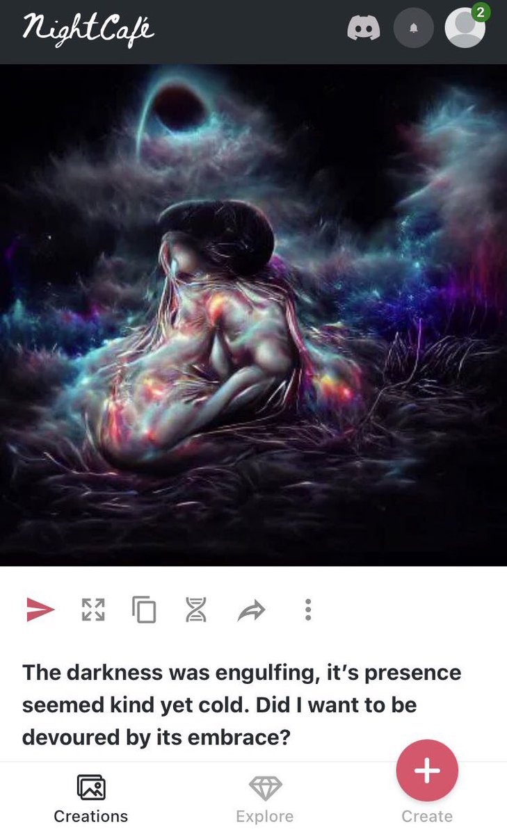 Chy_Worm's tweet photo. Illustration based of an AI generated image. Look at the glowy colours :D!! Also enjoy the classic text choice for the prompt. https://t.co/TdWxkjPgZP