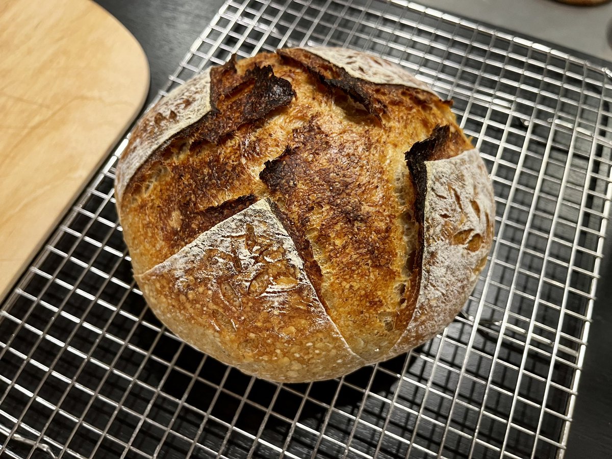 arthlechte's tweet photo. #sourdough loaf 12, finally getting more spring + some small ears 😄 https://t.co/ewkmvJAtIy