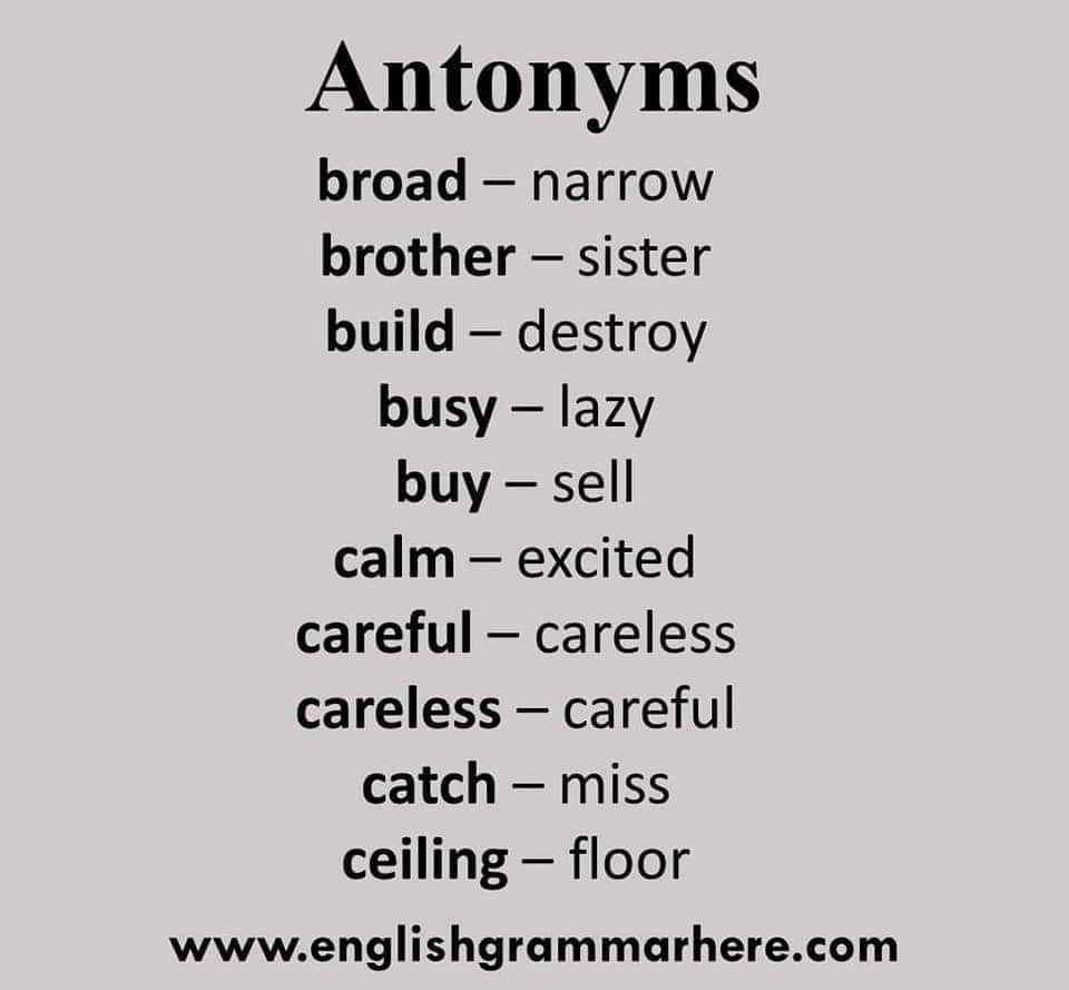 English Idioms on Twitter "🔍Antonyms 🎯 Common Words Opposites 👇 ☀