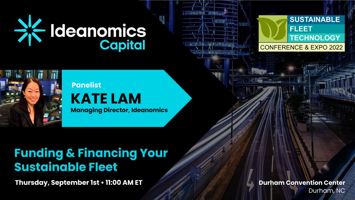 ideanomicshq's tweet photo. TODAY: IDEX Capital's Kate Lam discusses the financing hurdles around fleet electrification and the funding options available.

@NCCleanTech
#SFTEXPO22
#commercialEV https://t.co/bNkAcF9cij