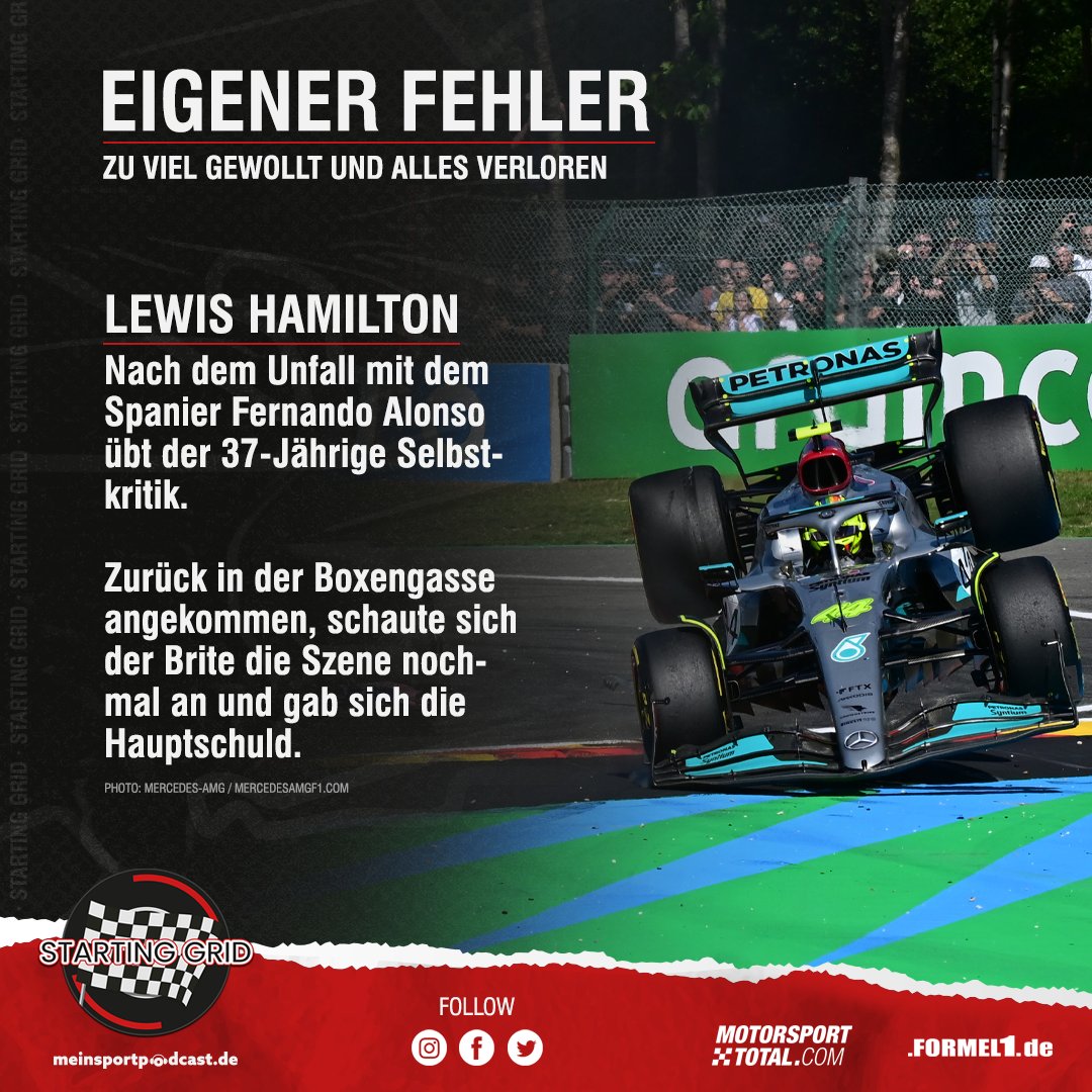startinggrid_f1's tweet photo. Selbstreflektiert!
@LewisHamilton leistete sich beim Start des #BelgianGP einen untypischen aber folgenschweren Fehler, als er mit @alo_oficial in #LesCombes kollidierte und ausschied.
Wie fandet ihr seine Reaktion nach dem Rennen?
🔗: https://t.co/R6aP2XqdQE https://t.co/7WUHIAUmO4