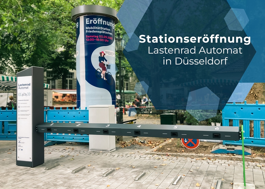 GmbhMobility's tweet photo. Am kommenden Samstag, den 03.09. wird am Düsseldorfer Friedensplätzchen ab 13:00 die MobilitätStation und somit auch der integrierte Lastenrad-Automat offiziell eröffnet. Wir freuen uns schon darauf!
#velocity #ebike #pedelec #bikesharing #emobility #cargobikes #düsseldorf #bike https://t.co/6jZ2PvMPHi