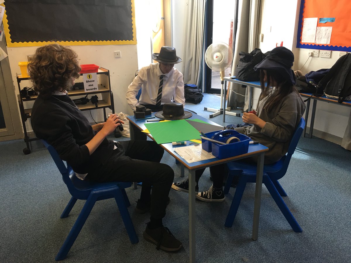 BBExpArts's tweet photo. Lillie, Henry and Cameron in Higher Drama working on their Drama Skills ideas. Obviously this is impossible to do without a good hat 🎭🎩👒 #drama #higherdrama #bedramatic https://t.co/KxjcXd95j9
