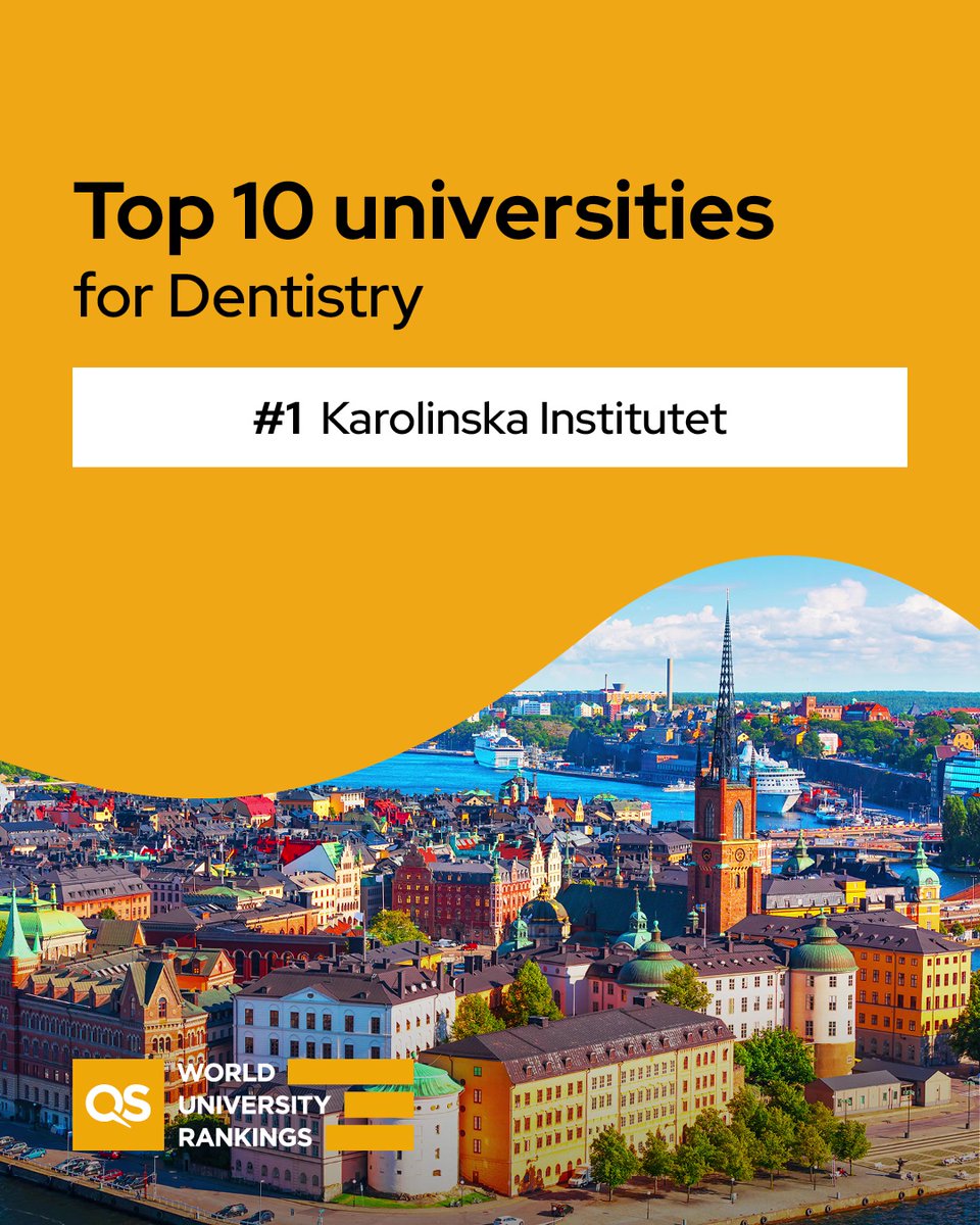TopUnis's tweet photo. Want to become a dentist? ๐ฆท Smile, we've got the top 10 universities for the subject according to our QS World University Rankings by Subject 2022!
More rankings by subject here: https://t.co/4l3iV8kNZZ
#QSWUR #StudyDentistry https://t.co/nrpOSY14M3