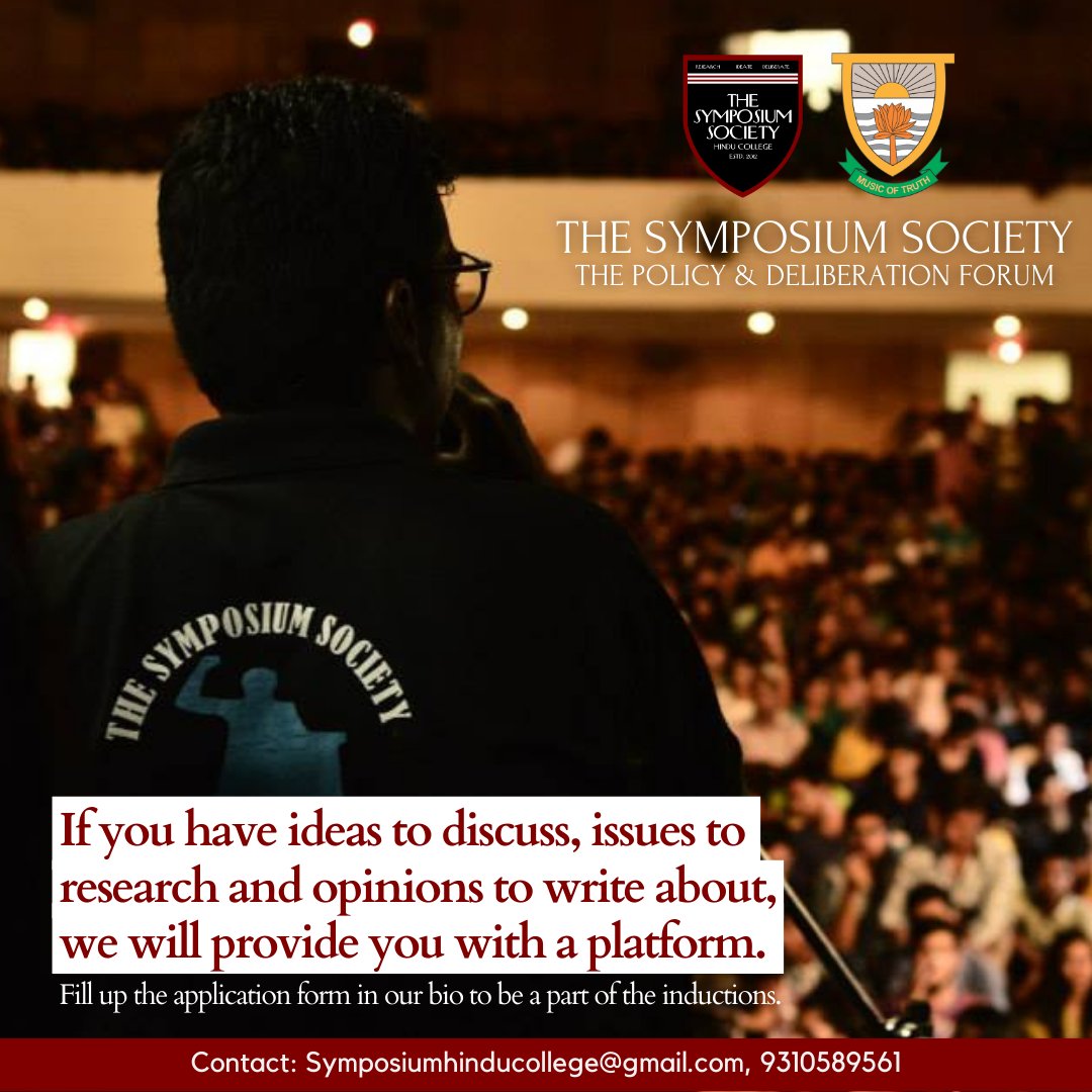 Symposium_Hindu's tweet photo. For any queries, contact:-
Aftar Ahmed: +918899408281
Aryan Pandey: +919452806247
The Symposium Society awaits to welcome policy and deliberation enthusiast to Team Symposium.
#GrowWithSymposium
Note: This is only for Hindu College students. https://t.co/RmnsQ5GNTx