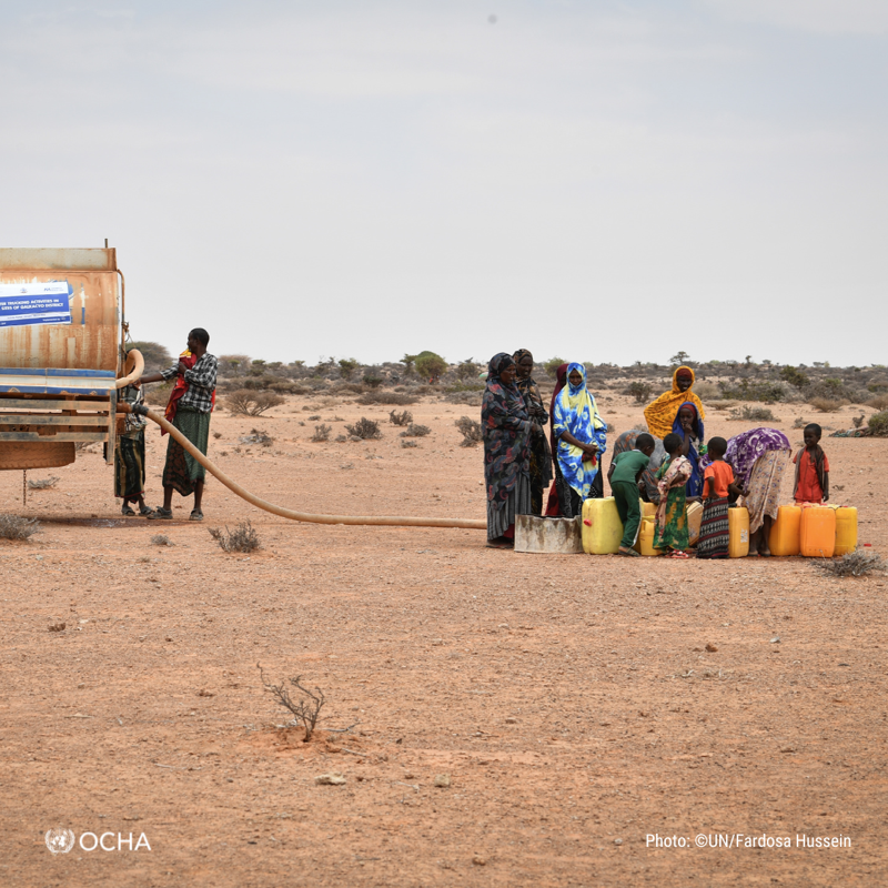 UNOCHA's tweet photo. .@UNReliefChief has begun his mission to #Somalia where over 213,000 people face catastrophic food insecurity.

He will meet with communities affected by drought, Government officials &amp; partner organizations to discuss the collective efforts to urgently ramp up operations.