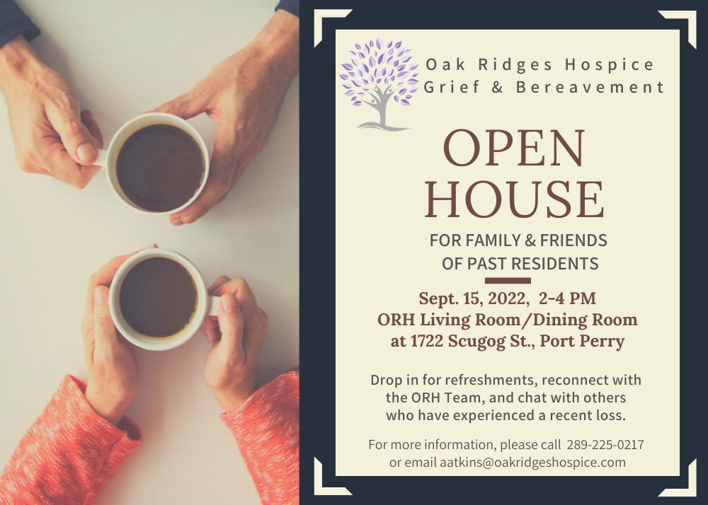 OakRidgesHosp's tweet photo. Has your loved one been a resident at Oak Ridges Hospice? If so, you may be interested in attending our upcoming Open House on September 15th, between 2 - 4 p.m. If you are interested in attending, please RSVP with Angelica Atkins, at aatkins@oakridgeshospice.com https://t.co/BU0Lay8Tz6