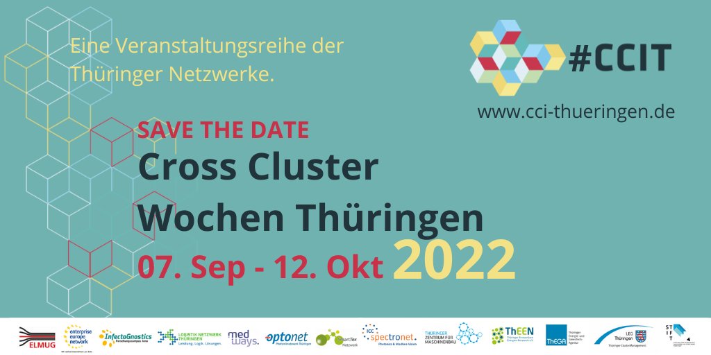 ThEGA_news's tweet photo. Vom 7.9. bis 12.10. laden Thüringer #CCIT #Netzwerke zu #CrossCluster Wochen #Thüringen ein! Die Veranstaltungen bieten Thüringer Unternehmen branchenübergreifend wichtige Impulse! Jetzt anmelden: 👉https://t.co/XhclHdpHN8
@ThEEN_eV, @elmugde, @ZentrumIL, @optonet_e https://t.co/HDdGs3M6ck