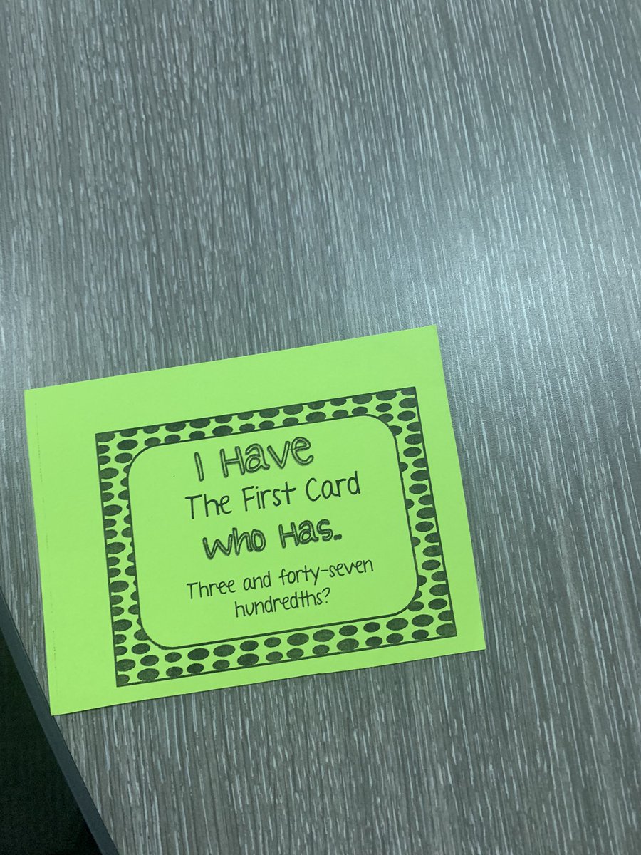 We are loving these I have who has cards to help us practice decimals!@BearCreekElem #teamBCE