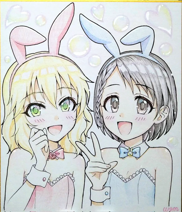 ちいかわ一番くじのトートバッグと交換してほしくて描いたちえもも#色紙 #色鉛筆イラスト 