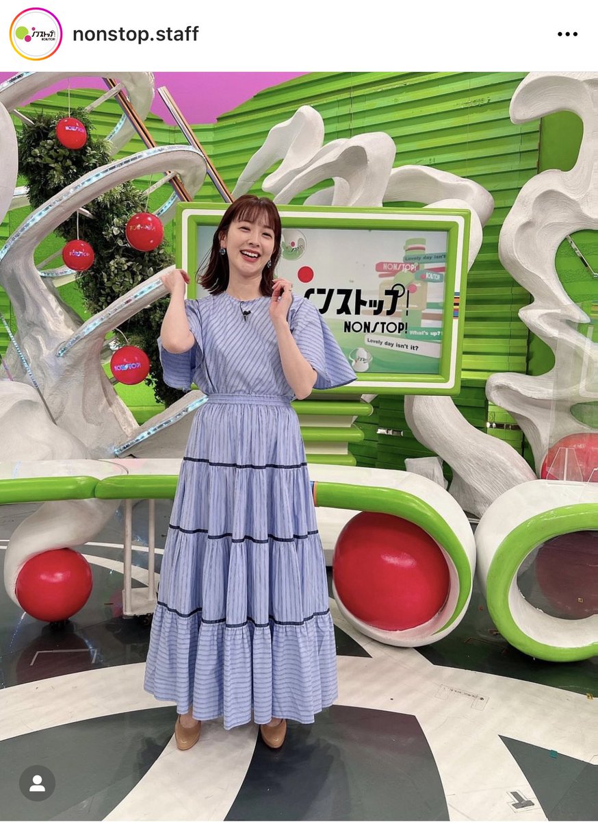 MONOxMIDDLA's tweet photo. ノンストップにて三上真奈さんにブラウスとスカートをご着用いただきました！
ありがとうございます😊

MONO消しゴムの3色のストライプを用いたオリジナルの生地。
とっても爽やかで涼しげに着こなしていただきました☺️ https://t.co/GHPOguBJWw