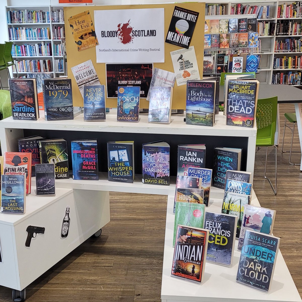LibFalkirk's tweet photo. It's not long until @BloodyScotland , so the Denny Library staff have been working hard to promote it with this great display.
#BloodyScotland #BookDisplays #Denny #DennyLibrary https://t.co/Ps1UEuyXqO